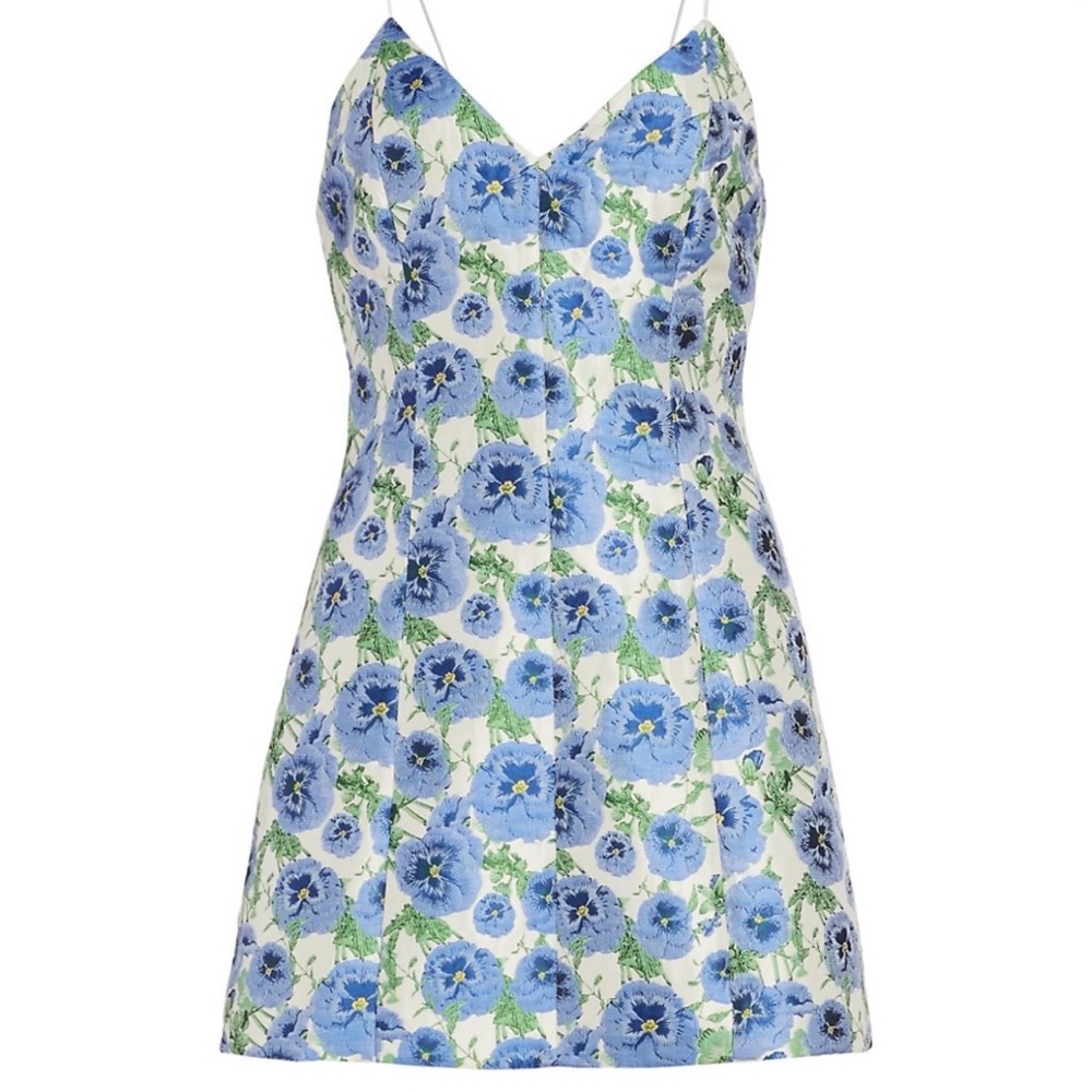 Alice + Olivia Blue Green Spaghetti Strap Mini Dress